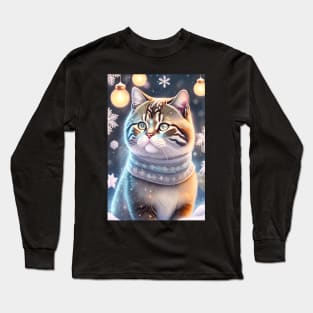 British Shorthair Kitten Enjoys Holiday Long Sleeve T-Shirt